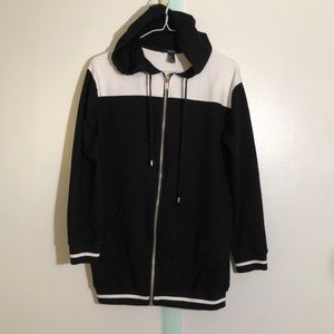Forever 21 - Zipper Jacket with Hood Black + White